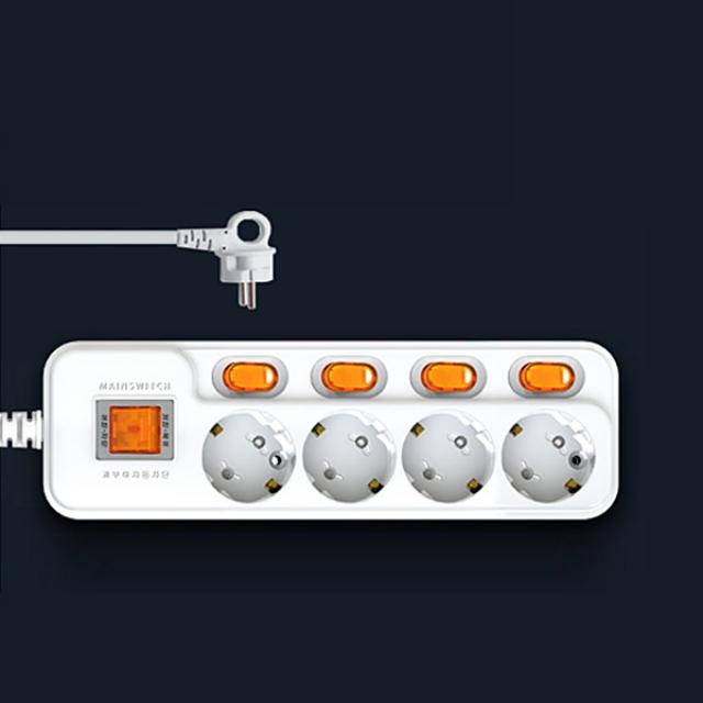 현대일렉트릭 절전 개별 멀티콘센트 멀티탭 4구 1.5m,3m,5m 전선형, 1개, 1.5m