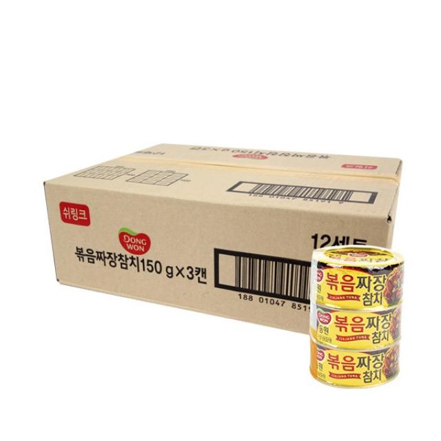 동원 볶음짜장참치150g 3번들(12개) 참치캔 통조림 반찬 볶음짜장참치, CWP_동원 볶음짜장150g3입(12개)