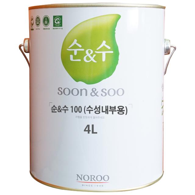 노루페인트 순앤수 100 친환경 수성페인트 4l 백색