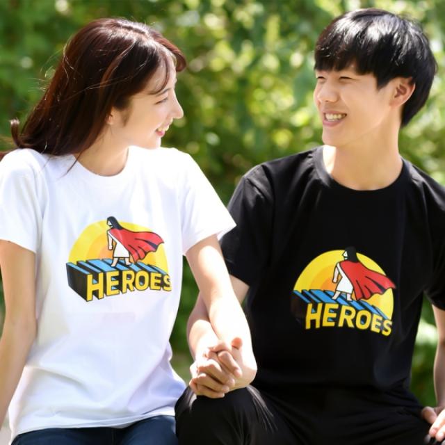 위드지저스 교회단체티-HEROES 성인용 (흰색 유색) -감리교주제 여름성경학교 반팔 티셔츠