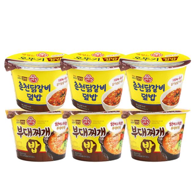 오뚜기 컵밥 제육덮밥x2 + 춘천닭갈비덮밥x2 +오삼불고기덮밥x2 즉석컵밥, 1세트