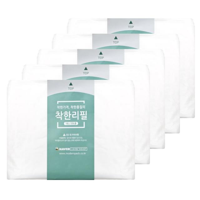 산화생분해 착한리필 16L 20L 기저귀휴지통 리필봉투 매직캔 호환, 5개