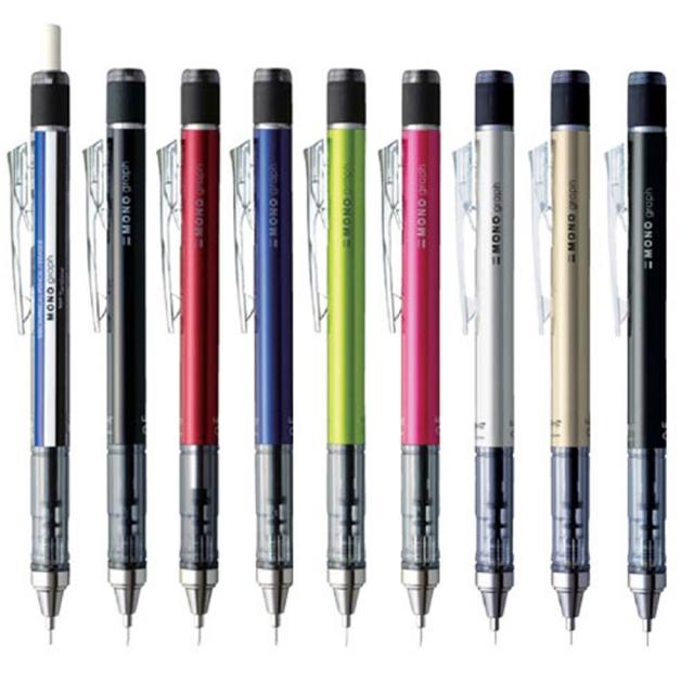 모노그래프 샤프 0.5 Tombow 모노그래프 톰보 네온색상 원, 골드메탈