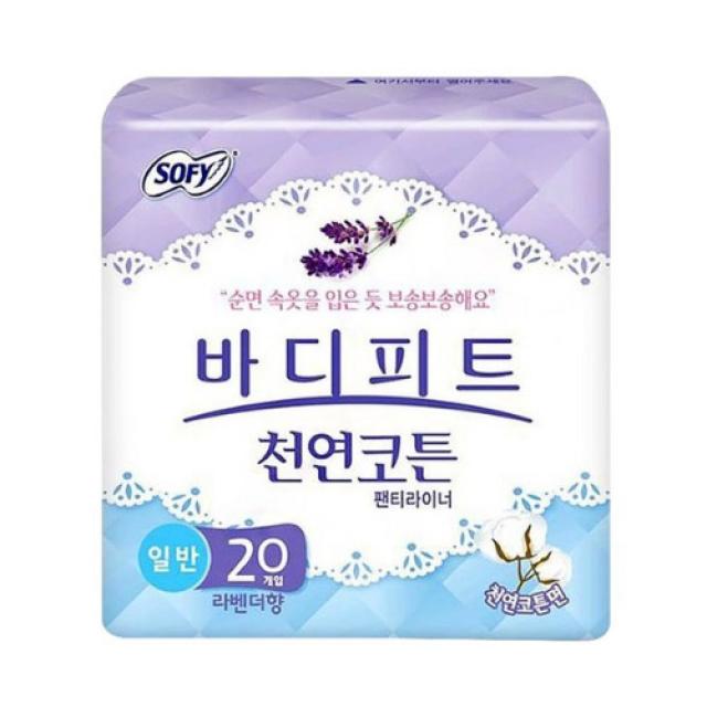 바디피트 천연코튼 일반 팬티라이너 라벤더향 20p, 20매입, 1팩