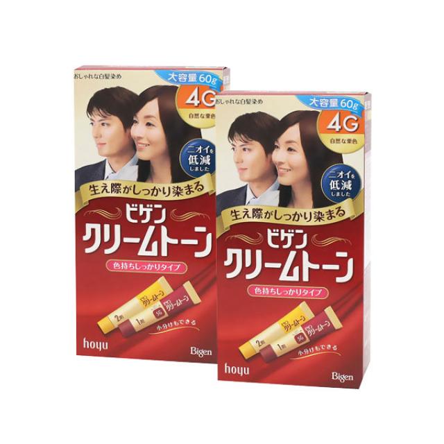 동아제약 비겐크림톤 바르는 새치 염색약 대용량(60g) 염모제, 4G 자연 밤색, 2개