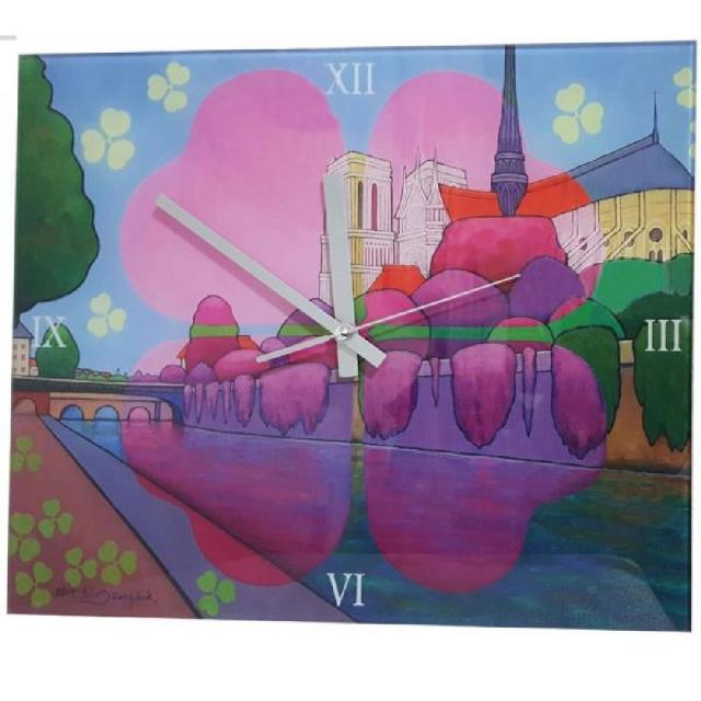 [AJK_4592846] 김동숙 화가 작품 벽시계 노트르담성당의 추억 인테리어시계 벽시계 인테리어소품 가정용시계 아날로그시계, 단일상품, 단일상품