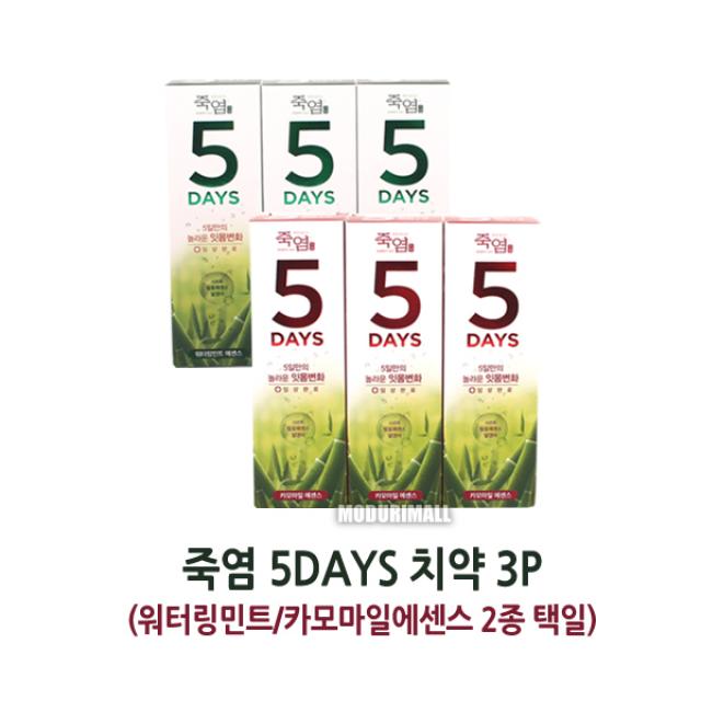 (2개묶음)죽염 5데이즈 치약 3P 죽염치약 OAP-11963 치약세트 치약 페리오치약 잇몸치약 죽염치약, 카모마일에센스 3개