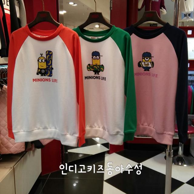 인디고키즈 부드럽고 귀여운 미니언즈 미니쮸리 라글란 맨투맨