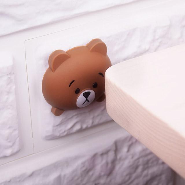 아이디어라떼 애니멀 소음방지 문쾅방지 충견완화 쿠션패드 3P 도어쿠션, 애니멀 도어쿠션 곰돌이 3P세트