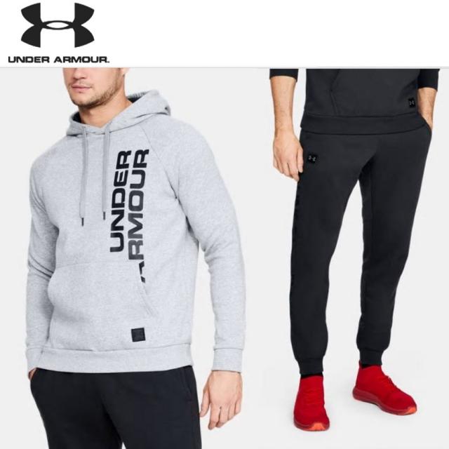 [해외] 미국정품 언더아머 UA Rival Fleece Script and Joggers 남자 트레이닝 상의 및 하의