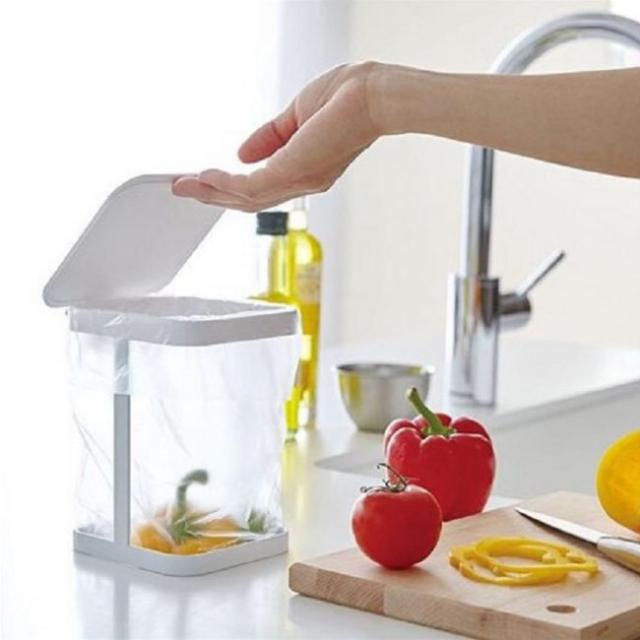 라무어 씽크대 전용 음식물 쓰레기통 비닐 거치대, 블랙