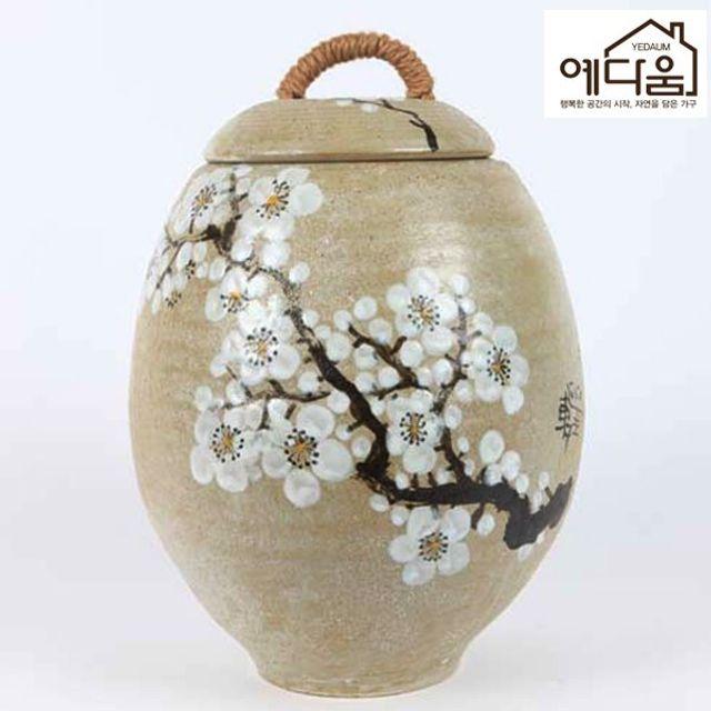 당일접수vzq18306 쌀독 쌀통 황토쌀독 쌀항아리 예다움 사토 매화 20kg 옹기쌀독 쌀뒤주 여주쌀독 예쁜쌀독 쌀보관통 원목쌀통