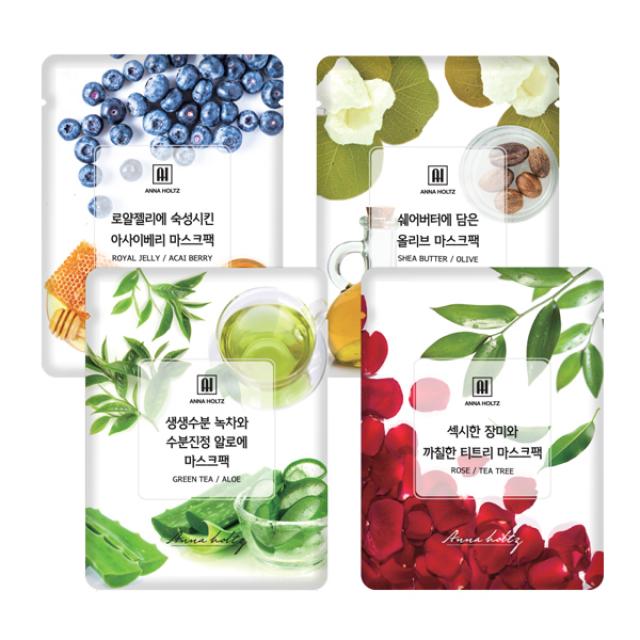 안나홀츠 [무료반품] 1일1팩 천연 에센스 겔 순면 마스크팩 100매, 1개, 100개
