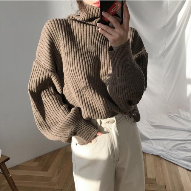 유블리샵 울 폴라 티 개주얼 니트 여성 박스 M-254