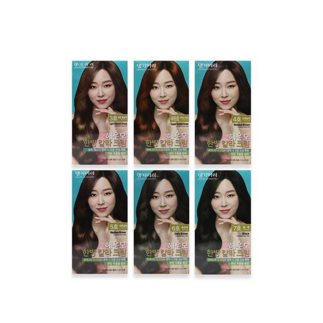 댕기머리 해운모 한방 칼라 크림 염색약, 4RB호 구릿빛적갈색, 1개