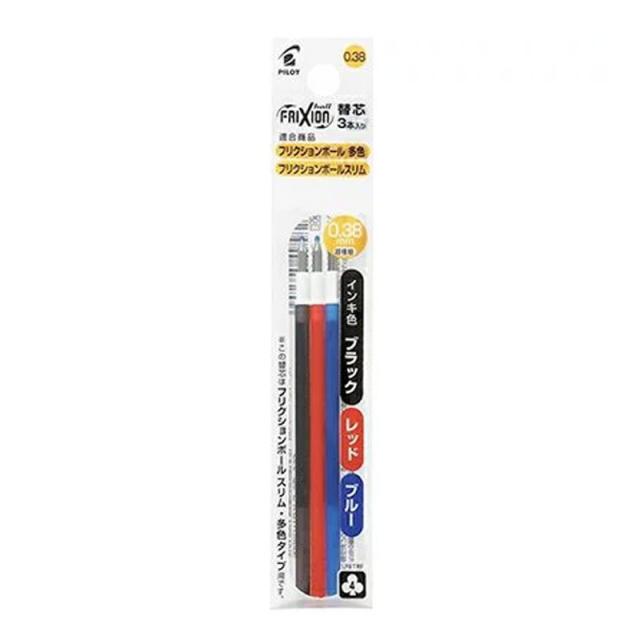 파이롯트 프릭션 슬림 노크펜 0.38mm, 0.38 리필심 (흑적청3개입), 1팩