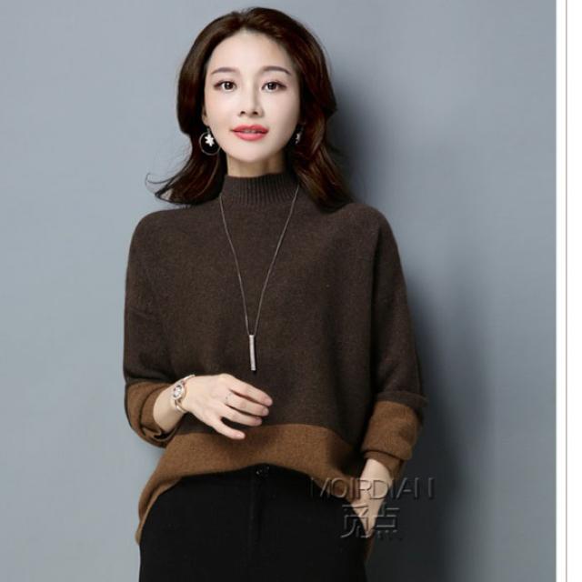 더샵패션 여성 봄 빅사이즈 오피스룩 투톤 반목 니트티 knit tee FJ1704
