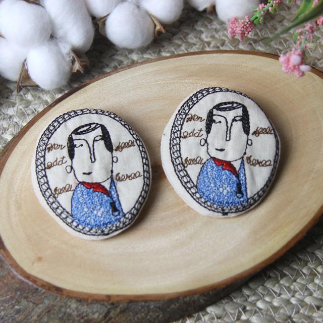 [아재리노] 천브로치 코사지 뱃지 자수 부토니에 AZP-109_고모부