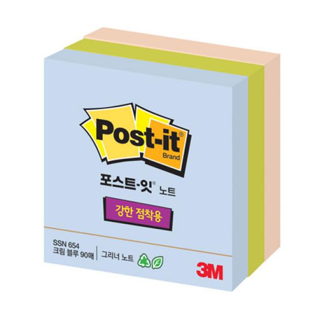 (무배)3M)포스트-잇강한점착용(654-3색-76X76mm)x2개