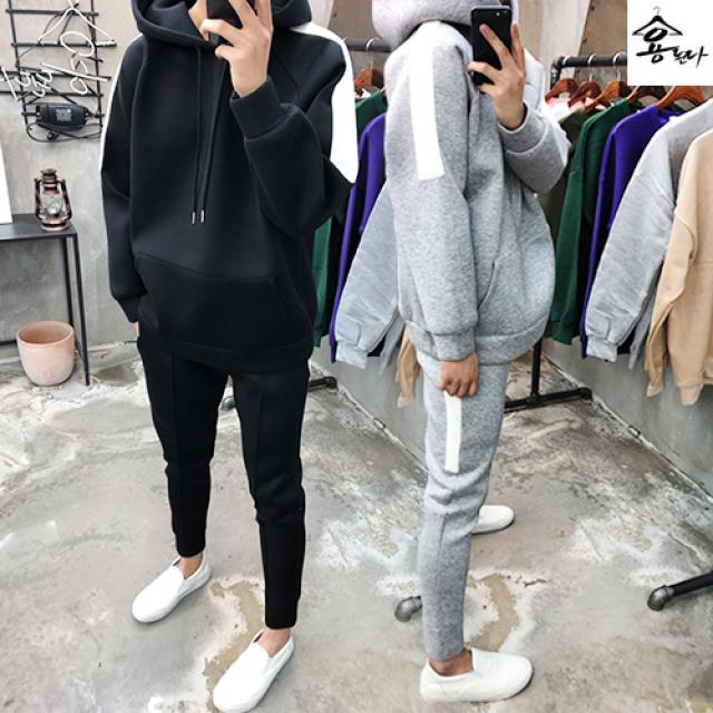 용된다 데일리 네오프렌 후드 조거 트레이닝 세트 후스토리