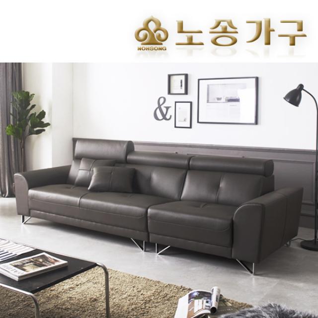 노송가구 바라 4인용 라텍스 천연가죽 소가죽 소파, 단품