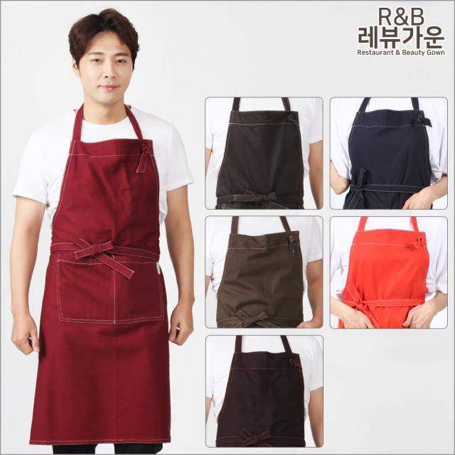 레뷰가운 WAE80 도톰한 공방앞치마 생활방수 스판 카페 화방 앞치마, WAE80_버건디