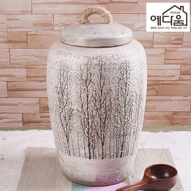 구매_무배_ pd4_W2715EE 쌀항아리 쌀통 쌀독 황토쌀독 쌀뒤주 옹기쌀독 예다움 겨울나무 쌀독10kg