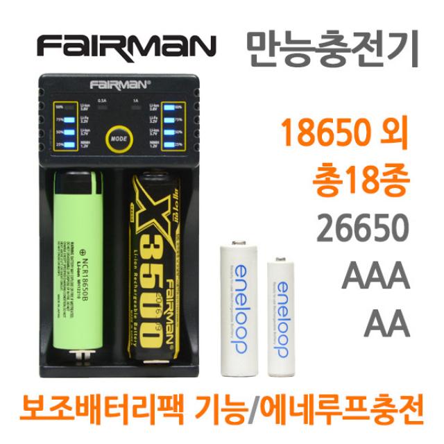 18650 배터리 급속 2구 자동 범용 충전기 Li-2500QC, D-충전기:D-5 페어맨 2구 충전기 FLIC-210