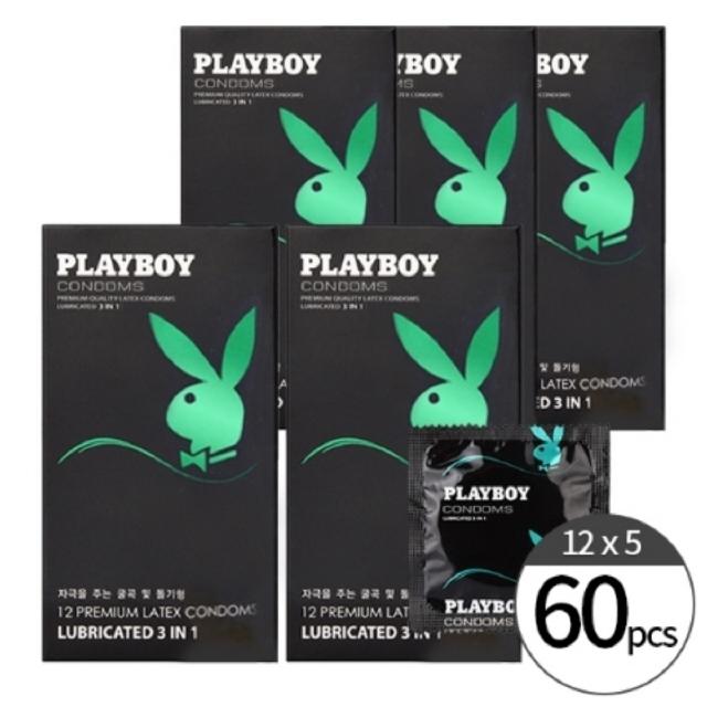 PLAYBOY 플레이보이 3in1 쓰리인원 돌기굴곡 60P 콘돔, 5개, 12개입