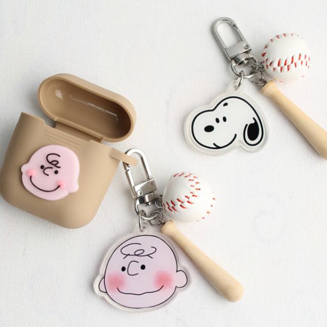 아이아르 스누피 에어팟케이스 키링 세트, 볼빨간찰리야구키링+찰리연퍼플에어팟케이스
